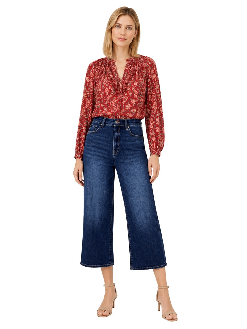 Evereve Kut From The Kloth Charlotte High Rise Fab Ab Culotte Size 10 Wide Leg
